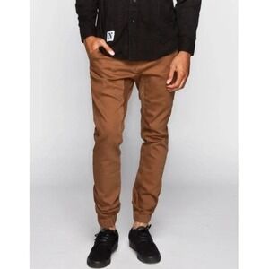 PacSun‎ Mens Brown Skinny Jogger Pants Elastic Waist Drawstring Size Medium